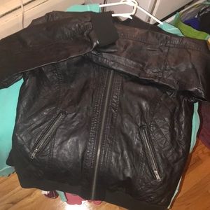 Faux leather bomber jacket